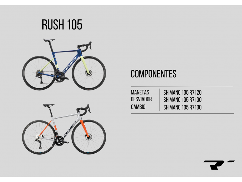 Bicicleta Carretera Conor Rush 28" (700) Shimano 105 Especificaciones Grupo