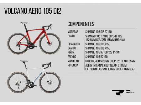 Bicicleta Carretera Conor Volcano Aero 28" (700) 105 Di2 Especificaciones Grupo