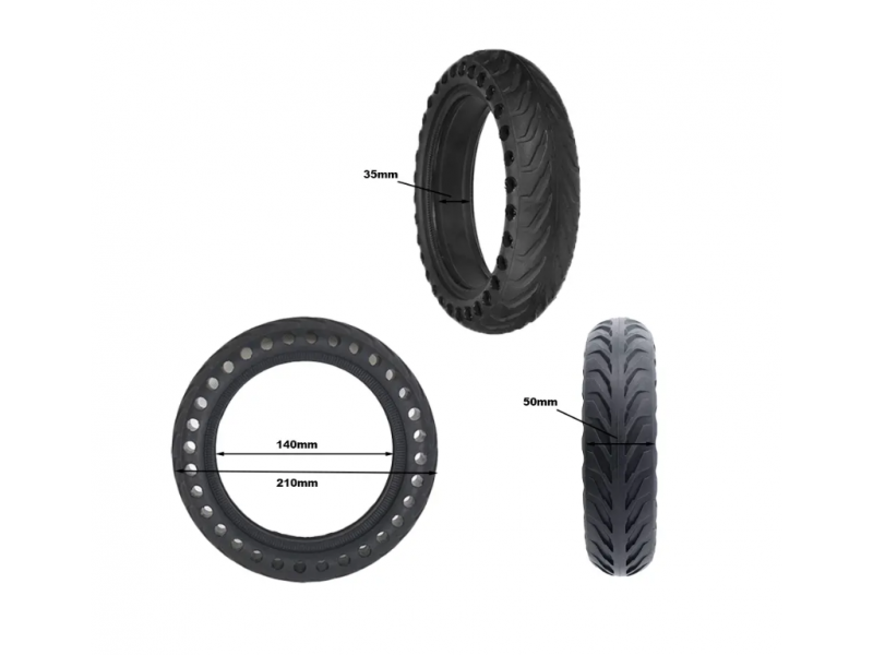 Cubierta maciza 8,5×2 Agujereada NEGRA [Nedong]