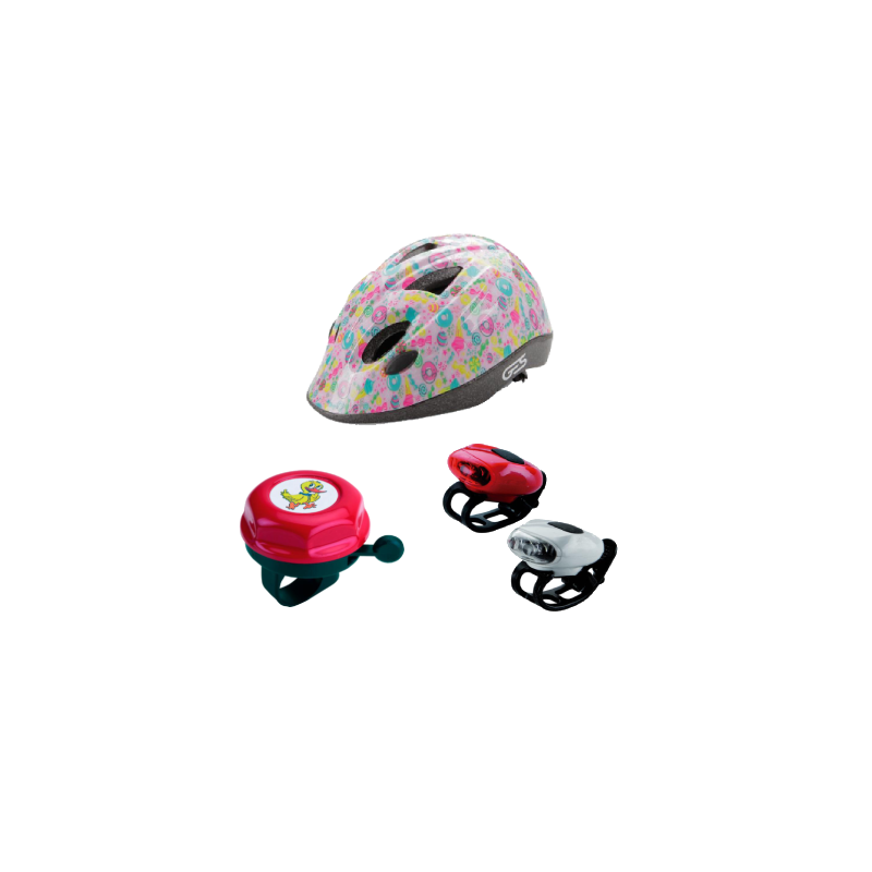 Pack infantil - Casco Rosa - Timbre Rojo