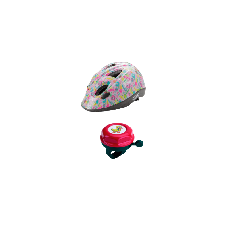Pack infantil - Timbre Rojo - Casco Multicolor